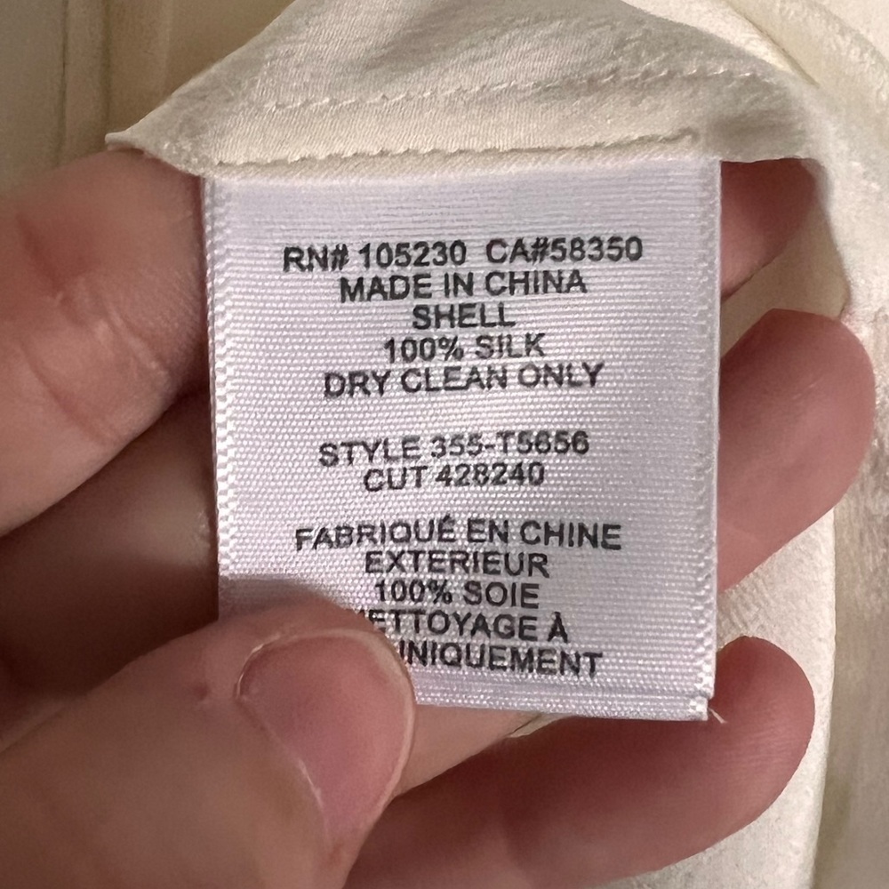 Joie Ivory 100% Silk Lace Up Blouse Sz S - Picture 6 of 7